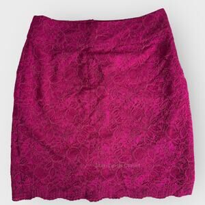 Banana Republic Lace Pencil Skirt | Petite 2 | Pink Floral Lined Back Zip Career